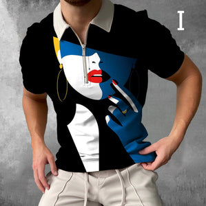 Shirts For Men Face Art Print Short Sleeve Tshirts Streetwear Mens