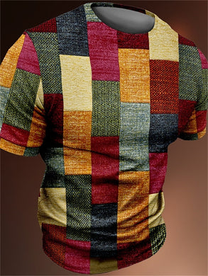 Vintage Men's Patchwork  Casual Short-sleeved Summer Streetwear