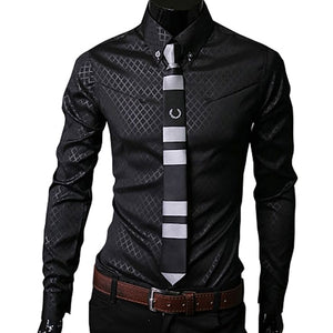 Men's Shirt Business Style Slim Soft Comfort Long Sleeve Casual Dress Shirt