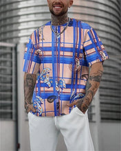 Vintage Men's Patchwork  Casual Short-sleeved Summer Streetwear