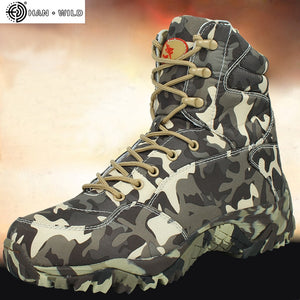 Men Military High Quality Waterproof Canvas Camouflage boots